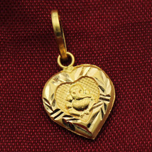 22K Stamp Gold Heart Shape Ganesh Ji Minimalist Women Jewels Religious Pendants - £81.51 GBP