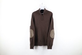 Vtg Gap Mens Large Faded Elbow Patch Ribbed Knit Half Zip Pullover Sweater Brown - £46.57 GBP
