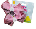 2ct Happy Easter Pink Hair Bunny Glitter Bows - £13.35 GBP