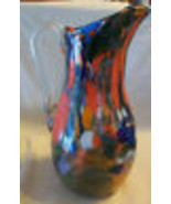 VINTAGE 1960s HAND BLOWN MULTI-COLORED ITALIAN GLASS PITCHER - £197.54 GBP