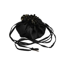 Chicos Jewelry Pouch  Black Satin With Leopard Print Lining Drawstring Bag - $17.99