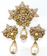Vtg Estate Intricate Sign Stanley Hagler Beads Baroque Pearl BROOCH-EARR... - $650.00