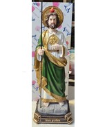 SAN JUDAS TADEO APOSTLE SAINT JUDE ROBE STAFF FLAME RELIGIOUS FIGURINE S... - £38.82 GBP