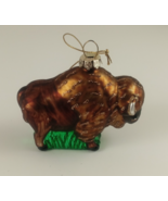 American Bison Buffalo Glass Christmas Tree Ornament Western Wild West - $13.85