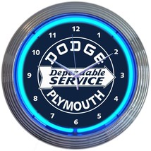 Dodge Dependable Service 15&quot; Neon Hanging Wall Clock 8DODGE - £65.28 GBP