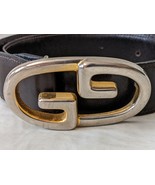 Vintage Gucci Brown Leather Marmont Gold GG Buckle 75/30 24 26 Inch Italy - £186.40 GBP