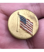 Antique Gold Tone American USA Flag Enamel Brass Button 3/4&quot; Diameter - £14.64 GBP