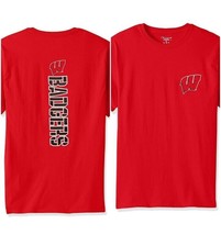 Wisconsin Badgers Champion Short Sleeve T-Shirt Adult Mens Size L Red 2 Sided - £7.90 GBP