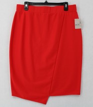 Belle Sky High Risk Red Straight Skirt Sz Large Asymetrical Front Wrap Look Nwt - $9.99