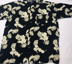 Puritan Hawaiian Shirt Swordfish Marlin Flowers 100% Rayon Sz L - £16.10 GBP