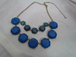 Double Strand Necklace 12 Blue Silver Chain Lobster Closure Adjustable 23&quot; - £4.54 GBP