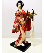 Vintage 1950’s Princess Yaegakihime Japanese Samurai Geisha Doll Wood Base - £55.91 GBP