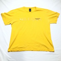 Vintage Tommy Hilfiger Jeans T Shirt Mens L Yellow Cotton Crew Neck Shor... - $9.49