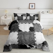 Cowhide Comforter Set Queen, Patchwork Cow Fur Print Duvet Insert For Adult Wome - £64.05 GBP
