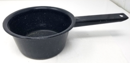 Black Graniteware Pot Sauce Pan Small Hollow Hanging Handle Vintage Primitive - £15.14 GBP