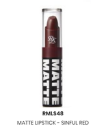 RK BY KISS  MATTE LIPSTICK SINFUL RED COLOR MATTE LIPSTICK RMLS48 - $2.95