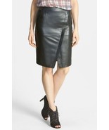 HALOGEN® seamed leather pencil skirt Petite Sz 0P Black - £75.94 GBP