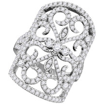 14k White Gold Womens Round Diamond Vintage-style Knuckle Band Ring 1-3/4 Cttw - £2,299.42 GBP