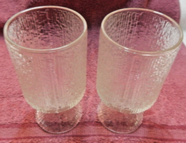 Vtg Mid-Century INDIANA GLASS Crystal Ice Tree Bark Textured Glasses Set Of 2 - £11.59 GBP