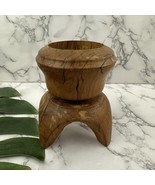 Vintage Burl Wood Hand Made Candle Stick Holder Chunky Turned Rustic Carved - $28.70