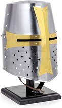 Medieval Era Brass Crusaders Templar Premium Steel &amp; Brass Helmet | Props &amp; Head - £75.44 GBP