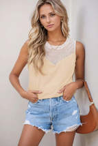 Mesh Patchwork Crew Neck Tank - $29.17