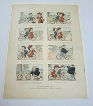 Antique 1894 Puck Magazine Bicycle Cartoon &quot;On the Wrong Track&quot; 14x10.5 ... - $49.99