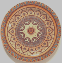ELAMA Zen Rust Mozaik Bohemian Stoneware Orange Blue Brown Dinner Plate 10.5&quot; - £10.78 GBP
