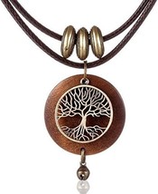 Brown Wooden Choker Chunky Pendant Necklaces for women - £18.48 GBP