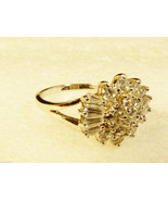 STERLING SILVER 925 CLEAR WHITE CRYSTAL CLUSTER COCKTAIL FASHION RING SZ 9 - £38.33 GBP