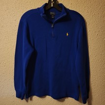 Women&#39;s Polo Ralph Lauren 1/4 Zip Sweater Blue/Yellow Pony Pullover Sz L... - £29.51 GBP