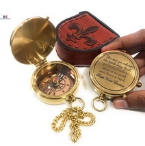 Rustic Vintage Brass Compass Do not go Poem Compass with Leather Case - £30.84 GBP