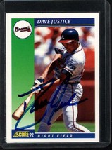 David Justice Signed Autographed 1992 Score Baseball Card w/ Autograph Ticket - £6.39 GBP