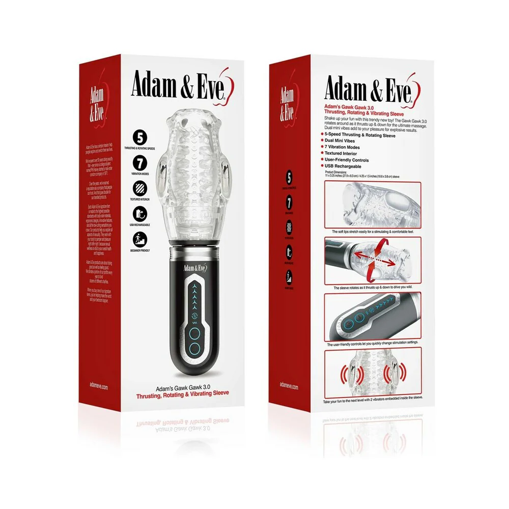 Adam &amp; Eve Adam&#39;s Gawk Gawk 3.0 Thrusting Rotating &amp; Vibrating Sleeve - $128.00