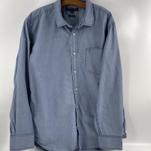 Tommy Hilfiger Button Down Long Sleeve Dress Shirt Custom Fit XL Blue Pi... - $12.51