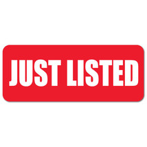 2.5&quot; x 1&quot; Just Listed, Red Background, Roll of 500 Stickers - $33.88
