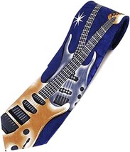 Mens Electric Air Guitar Rock &amp; Roll Novelty Fun Necktie | Blue | Neck Tie - £12.58 GBP