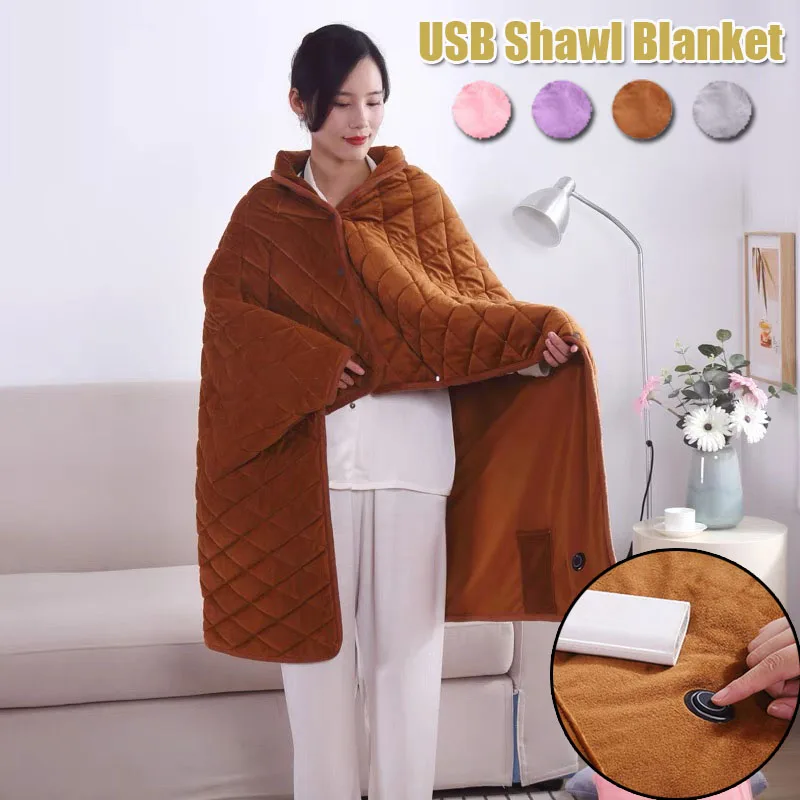 Electric Blanket Thickened USB Heating Shawl Pad Washable Warmer Blanket Winter - £16.35 GBP+