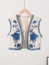 Vintage Floral Embroidery Cardigan Vest Women 2023 Summer New National Style Lad - £34.74 GBP
