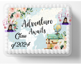 2024 Graduate Adventure Awaits Image Edible Cake Cupcake Topper Sheet DI... - $14.18+