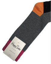 Happy Socks Men&#39;s Cotton Sock Size 10-13 Gray Black Light Blue Unisex - £17.72 GBP