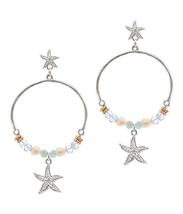 Starfish Glass Bead Hoop Earrings - £14.90 GBP