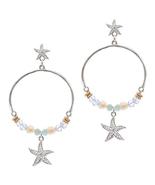 Starfish Glass Bead Hoop Earrings - £14.81 GBP