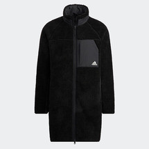 Adidas Long Reversible Sherpa Jacket Unisex Coat Black Asian Fit NWT H20790 - £107.84 GBP