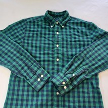 Saddlebred Button-Down Collar Men's Green & Blue Cotton Check Shirt Size S image 7