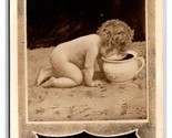 RPPC Comic Baby With Head in Chamber Pot Looking For New Business Postca... - $3.91