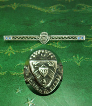 Art deco SORORITY brooch Sigma Omicron Pi sterling silver Vintage Fraternal Pin  - £86.49 GBP