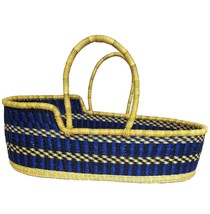 African Moses basket, Ghana Moses basket, Natural straw hand woven basket - $150.00