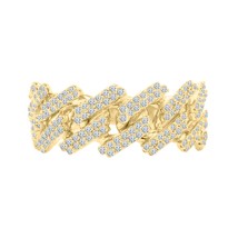 Cuban Link Style Men&#39;s Ring 14K Yellow Gold Plated Simulated Diamond 1.15CT - £157.13 GBP