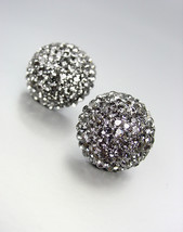 EXQUISITE Smoky Gray Pave CZ Crystals Button Stud Earrings Prom Pageant Bridal - $19.99
